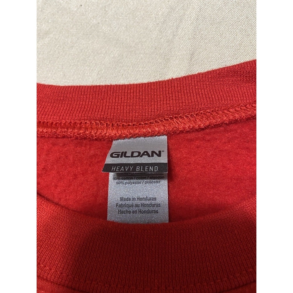 Dip Dye Crewneck Sweatshirt Mens Large Red Orange Ombre Gildan - Picture 2 of 6